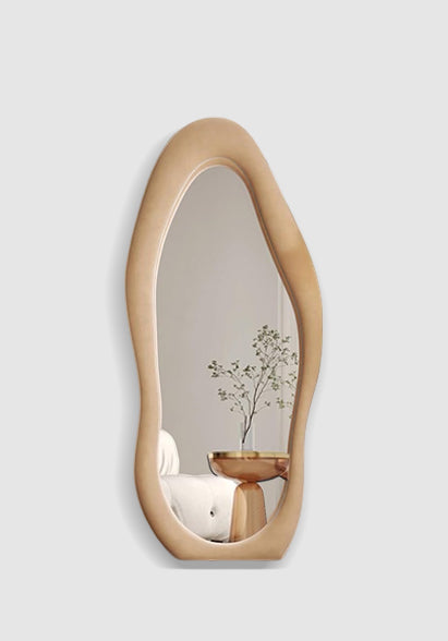 LIGHT BROWN ASYMMETRICAL FIBERGLASS MIRROR