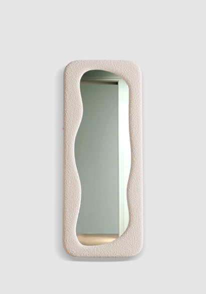 BEIGE ASYMMETRICAL FIBERGLASS MIRROR